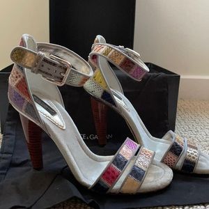 Dolce & Gabbana Patchwork Heels with Ankle Strap